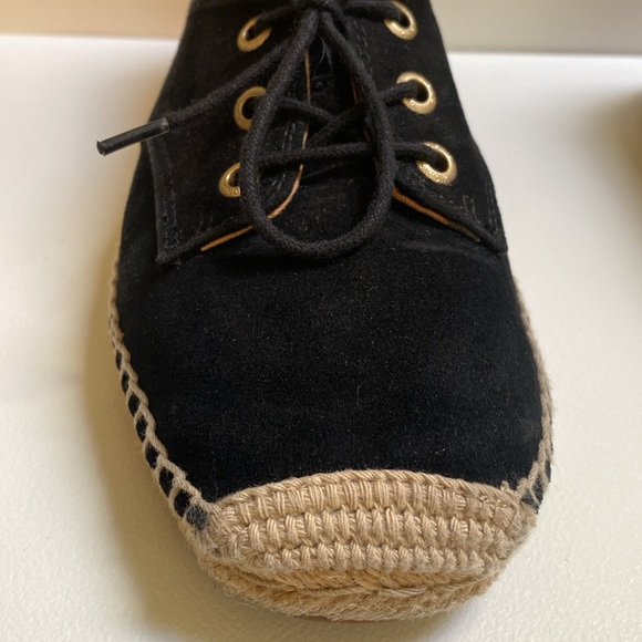 Vionic Rayne Black Suede Espadrille Lace Up Flats - Picture 6 of 10